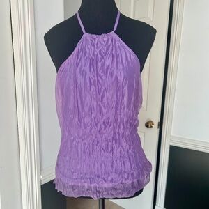 Bison Bisou Michelle Bohbot Purple Crinkle Halter Top